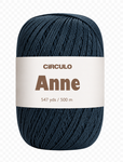 Circulo ANNE - 100% mercerized Cotton Yarn, 500m / 147g - Blue skein of yarn with 'Circulo Anne' label on a white background
