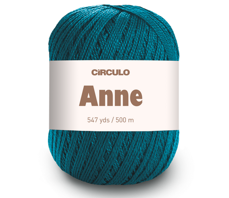 Circulo ANNE - 100% mercerized Cotton Yarn, 500m / 147g  - A skein of teal yarn with a white paper label on a clean white background.