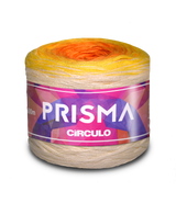 Circulo Prisma gradient cotton acrylic yarn cake, 600 m / 150 g, multicolor yarn with long color transitions for crochet and knitting projects.