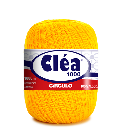 Circulo Clea 100% Cotton Yarn, 1000m/151 gr - Yellow ball of yarn with Cleá label on a white background