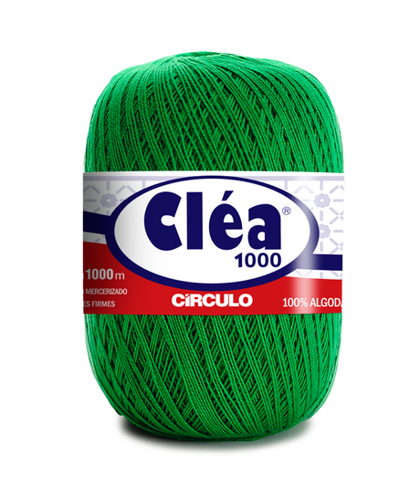 Circulo Clea 100% Cotton Yarn, 1000m/151 gr - Green ball of yarn with Cleá label on a white background