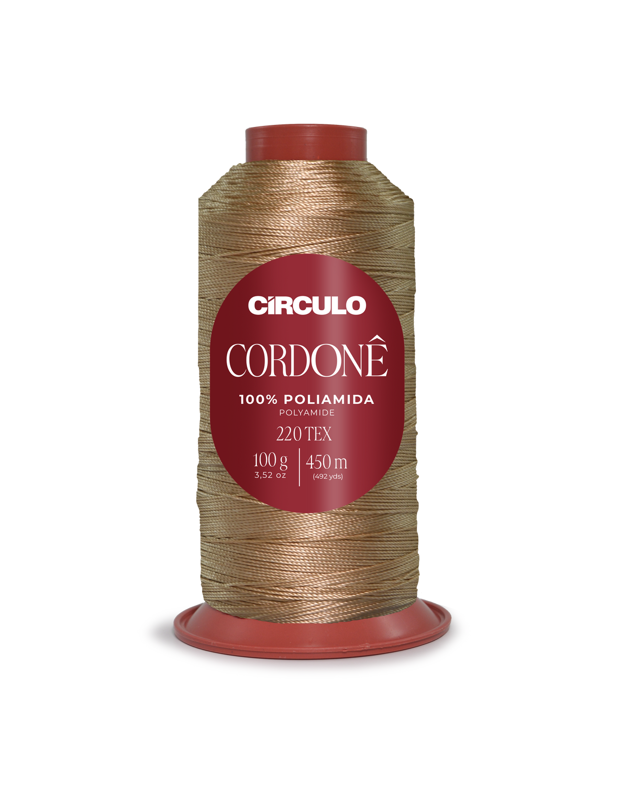 Circulo Cordone 100% Polyamide Crochet Yarn, 450 m / 100 g - Spool of Circulo Cordoné thread on a white background