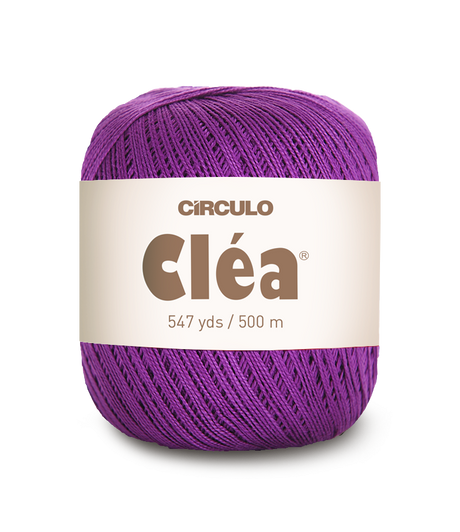 Circulo Clea 100% Cotton Yarn for Crochet and Knitting, 500m/75 gr - Leo Hobby -  Purple yarn ball with 'Circulo Clea' label on a white background