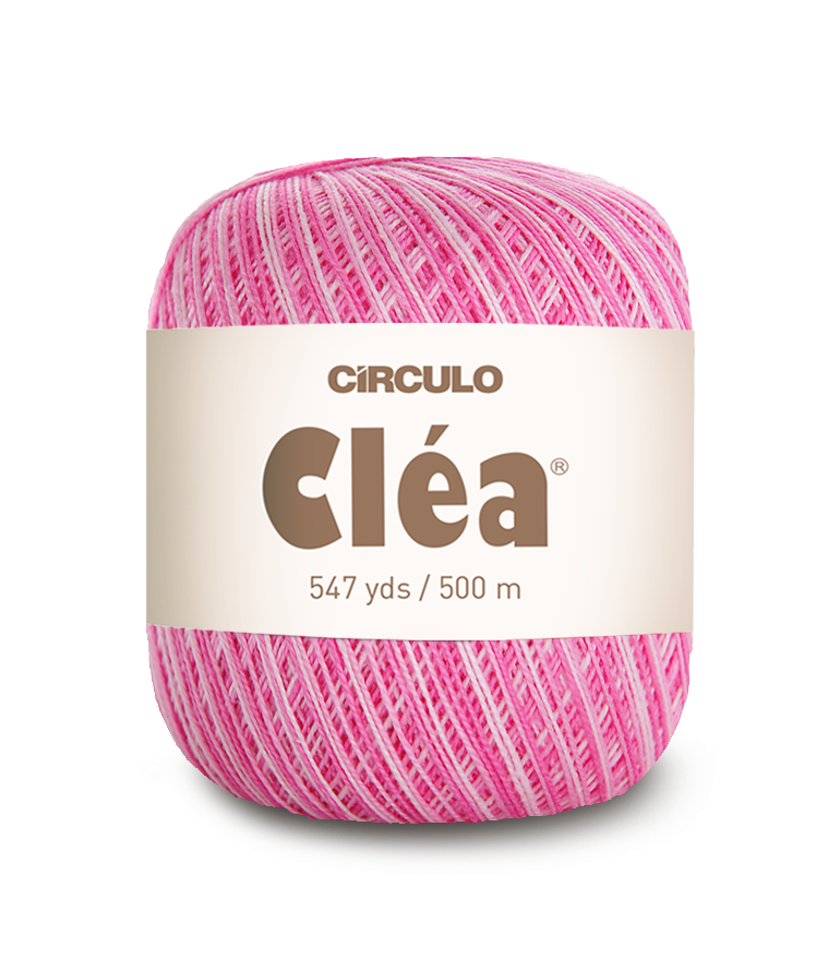Circulo Clea 100% Cotton Yarn for Crochet and Knitting, 500m/75 gr - Leo Hobby -  Ball of pink yarn with 'Circulo Clea' label on a white background
