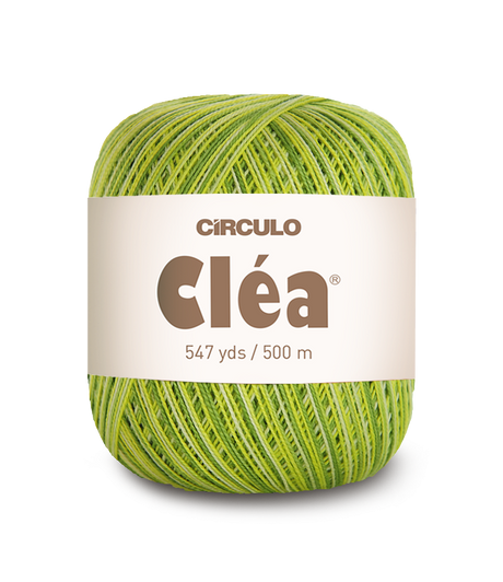 Circulo Clea 100% Cotton Yarn for Crochet and Knitting, 500m/75 gr - Leo Hobby - Ball of green yarn with a 'Circulo Clea' label on a white background