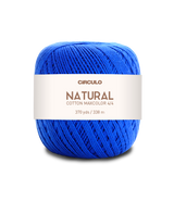Circulo Natural Cotton Maxcolor (Barroco) 4/4 100% Cotton Yarn for Crochet and Knitting, 338m/200g - Leo Hobby -  Blue ball of yarn with a Circulo label on a white background