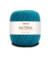 Circulo Natural Cotton Maxcolor (Barroco) 4/4 100% Cotton Yarn for Crochet and Knitting, 338m/200g - Leo Hobby -  Blue ball of yarn with a white label on a white background