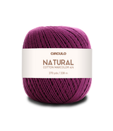 Circulo Natural Cotton Maxcolor (Barroco) 4/4 100% Cotton Yarn for Crochet and Knitting, 338m/200g - Leo Hobby -  Ball of purple yarn with a Circulo label on a white background