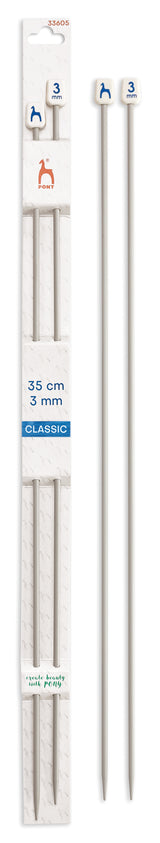 Pony Classic Aluminium Single Pointed Knitting Needles – 35, 40 & 60 cm, 35 cm, 3.00 mm