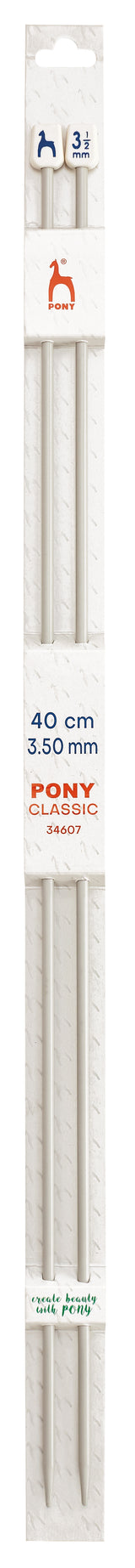 Pony Classic Aluminium Single Pointed Knitting Needles – 35, 40 & 60 cm, 40 cm, 3.50 mm