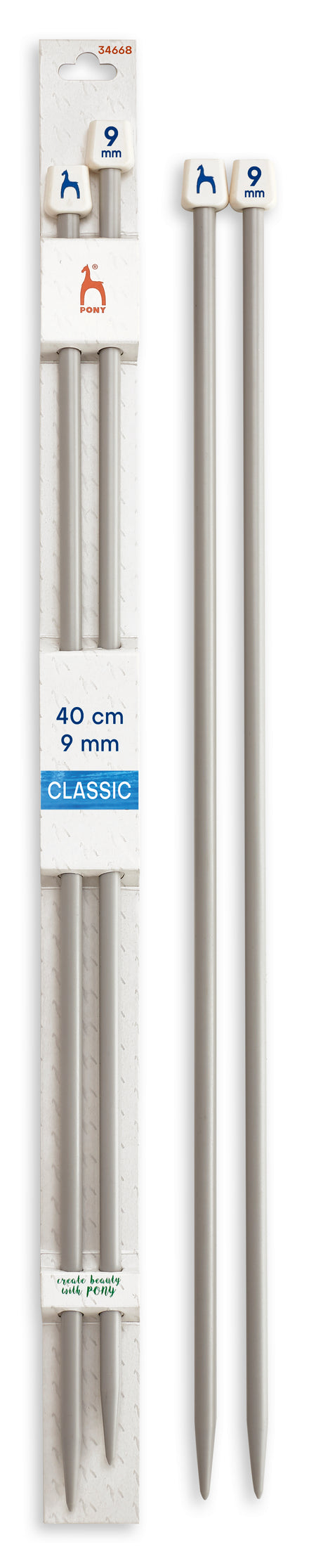 Pony Classic Plastic Single Pointed Knitting Needles – 40 cm, 9.00 mm