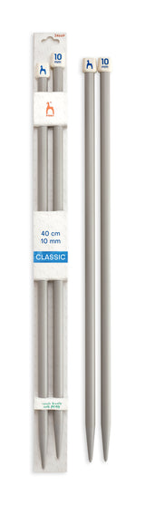 Pony Classic Plastic Single Pointed Knitting Needles – 40 cm, 10.00 mm