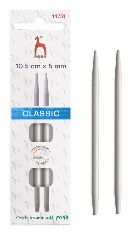 Pony Classic Aluminium Interchangeable Knitting Needle Tips – 10.5 & 14 cm, 10.5 cm, 5.00 mm