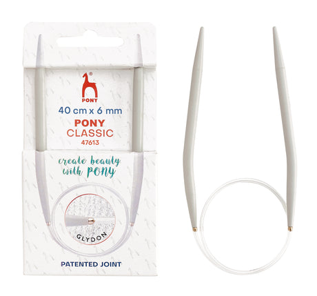 Pony Classic Fixed Circular Knitting Needles – 40, 60, 80 & 100 cm, 40 cm, 6.00 mm