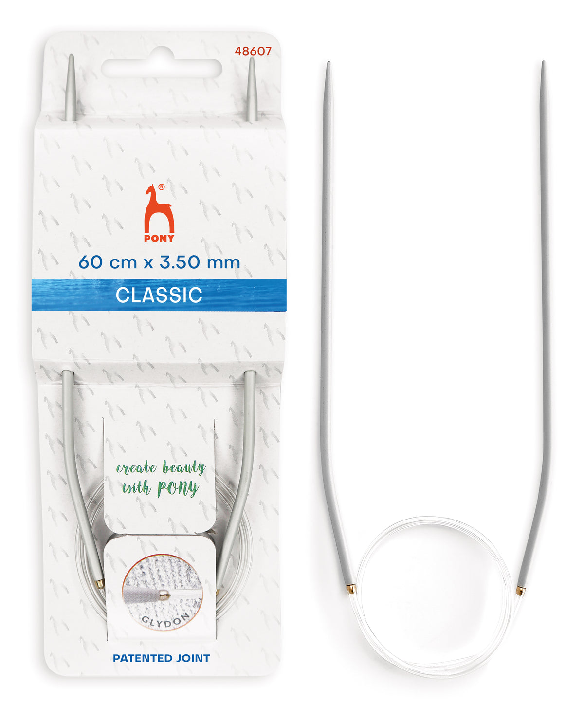Pony Classic Fixed Circular Knitting Needles – 40, 60, 80 & 100 cm, 60 cm, 3.50 mm