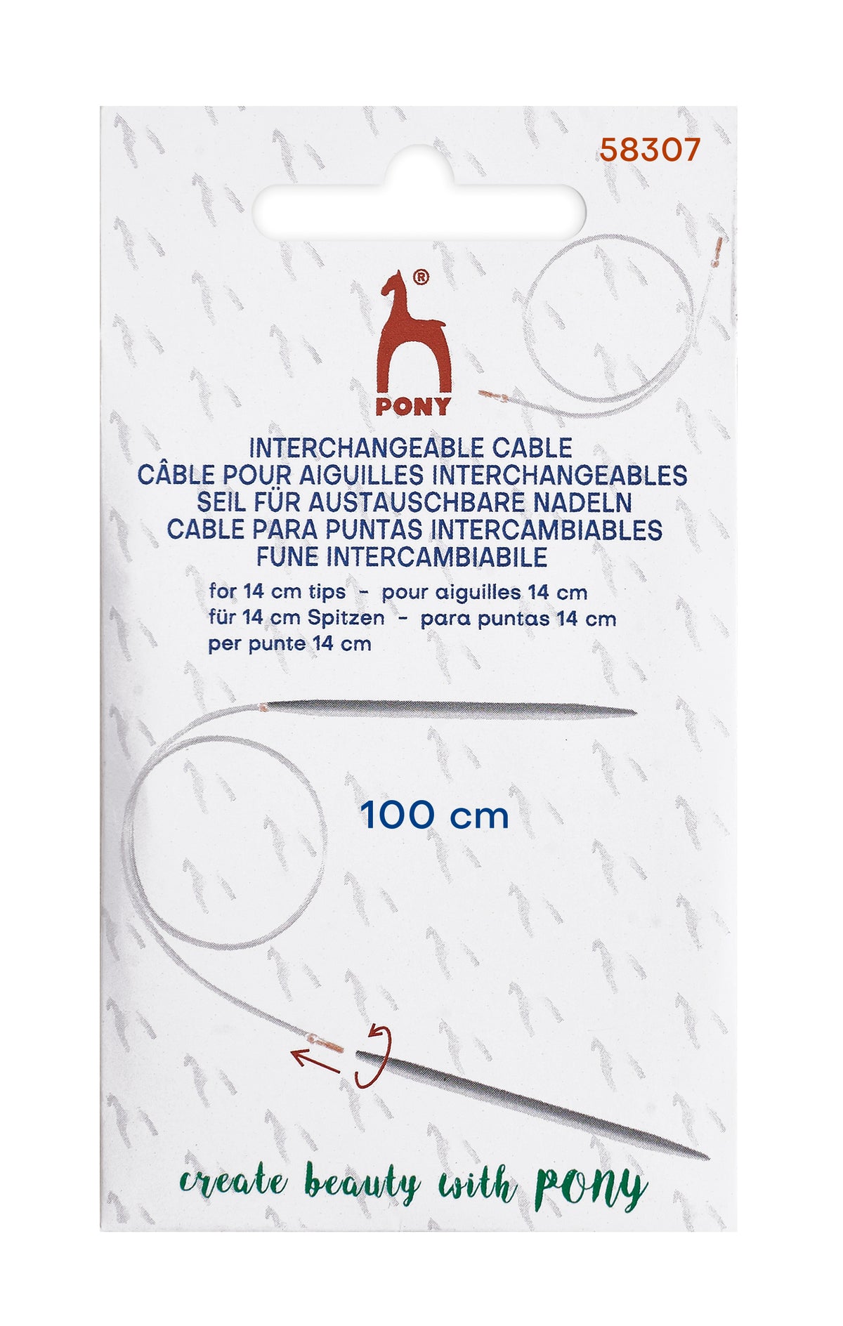 Pony Cables for Interchangeable Knitting Needles, 14 cm tips, 100 cm