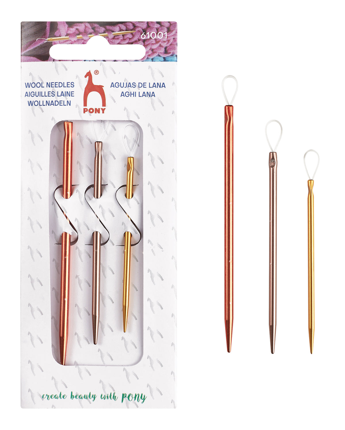 Pony Colour Anodised Aluminium Wool Needles – Assorted, Assorted