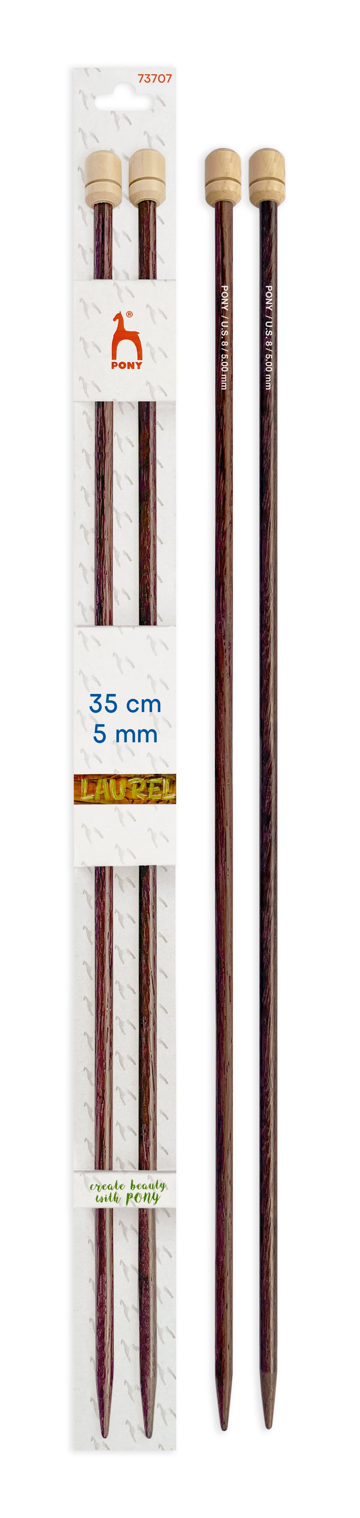 Pony Laurel Single Pointed Knitting Needles – 35 cm, 5.00 mm
