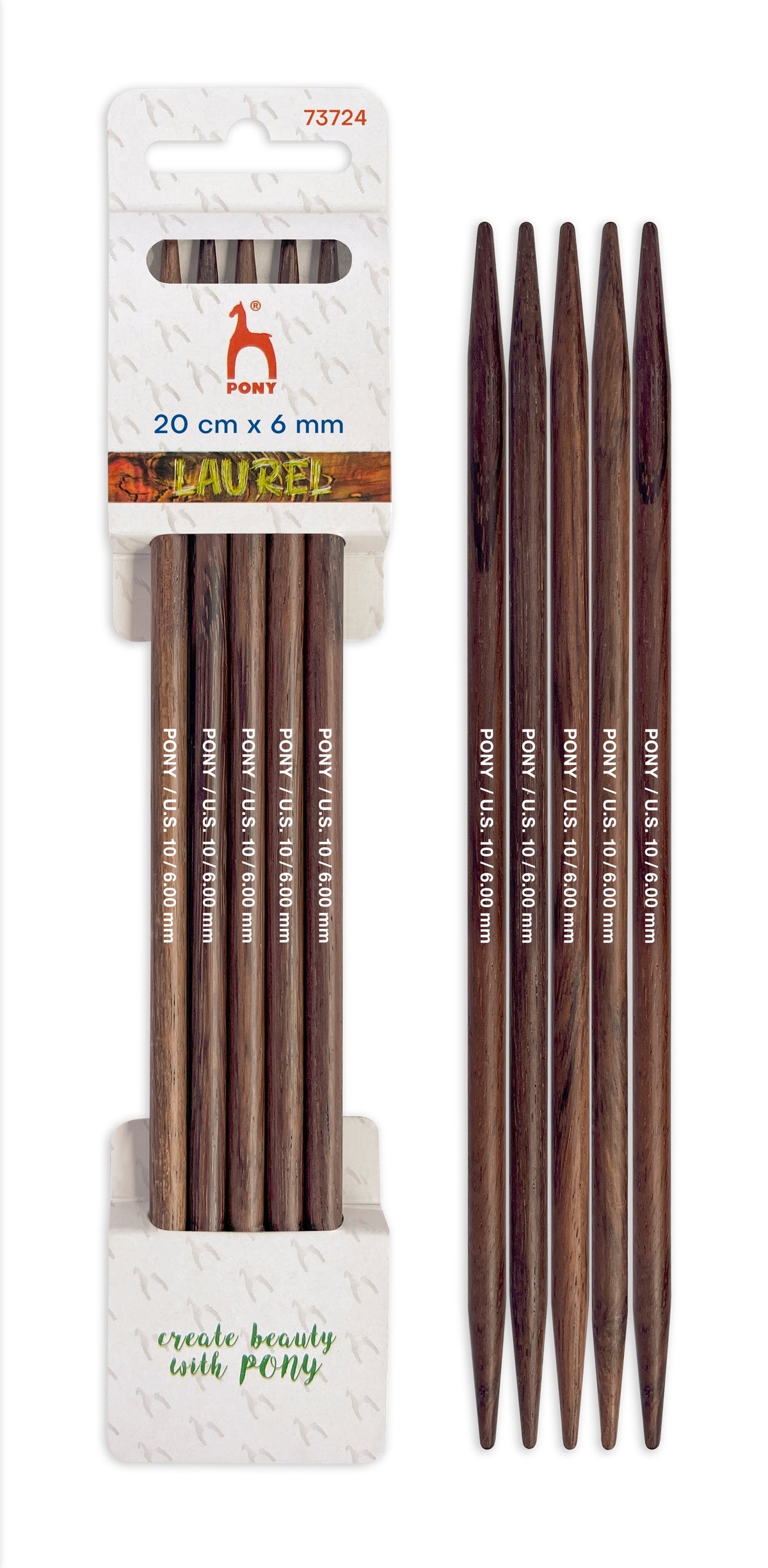 Pony Laurel Double Pointed Knitting Needles – 20 cm, 6.00 mm