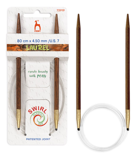 Pony Laurel 360° Glydon Swirl Fixed Circular Knitting Needles – 80 cm, 4.50 mm