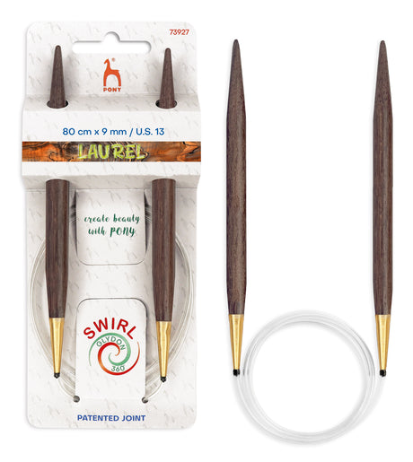 Pony Laurel 360° Glydon Swirl Fixed Circular Knitting Needles – 80 cm, 9.00 mm