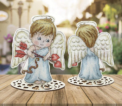 ANGEL "Cadeau de la Saint-Valentin", Kit de point de croix compté, toile plastique 14 points, taille 10 x 13 cm, CRYSTAL ART (T-61)