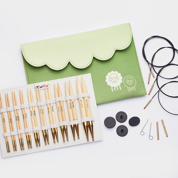Set Di Punte Per Maglia KnitPro Bamboo Deluxe - 10 Misure (da 3.0 A 10.0 Mm), In Bambù Giapponese