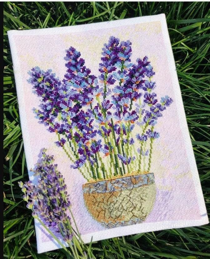 lavender flower cross stitch pattern Lavender Counted Cross Stitch Kit