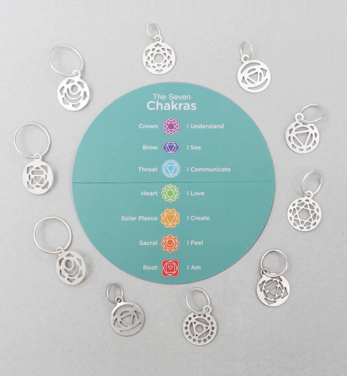 Sterling Silver Plated Chakra Stitch Markers by KnitPro