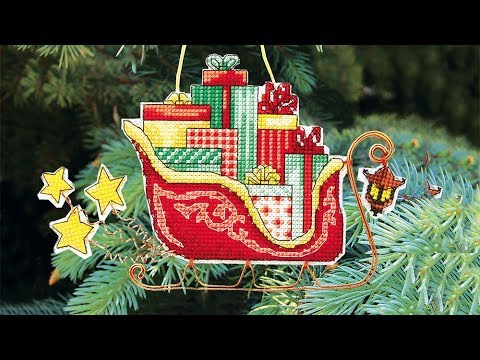 Cross-stitch kit CHRISTMAS BALL TOY on plastic canvas by CRYSTAL ART.